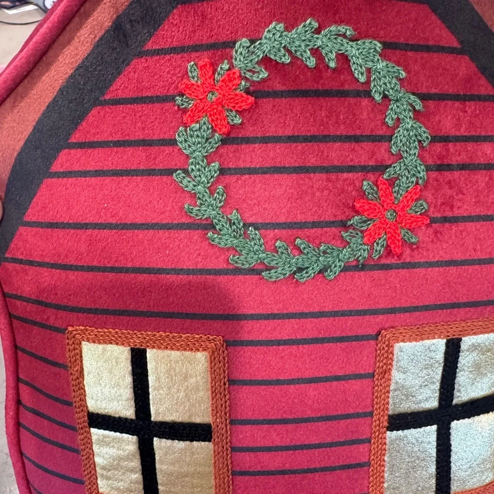 Hallmarks Red and Green Holiday House Pillow- cute cozy, fun and festive! 🎄